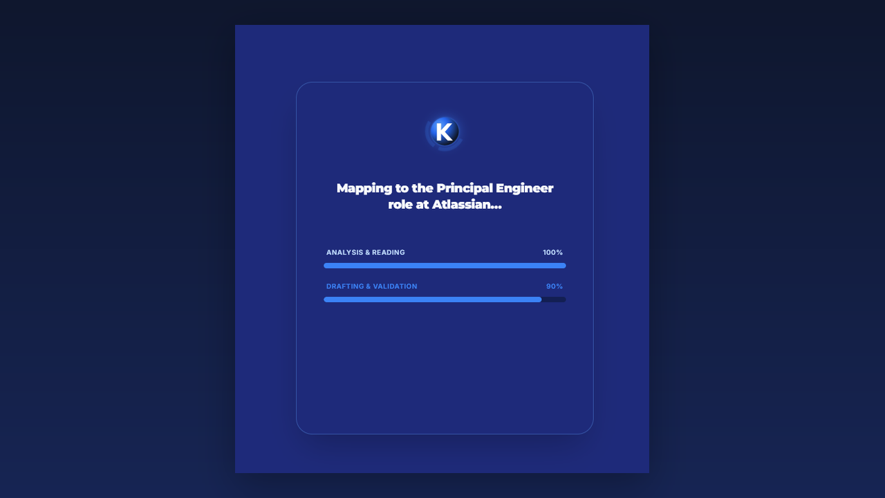 NextOrbit AI mapping a resume to a target role, with analysis and drafting progress bars.